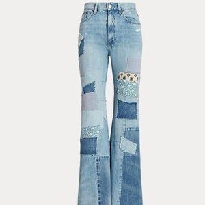 Polo Ralph Lauren
Patchwork High Rise Flare Leg Jeans in Blue